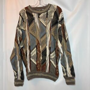 Vintage Carlo Alberto Australia Mens 3D Knit Coogi Style Sweater Size L Grandpa